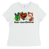 White peace love  christmas Ladies Tee - AdoDesignShop