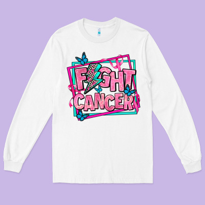 Fight Cancer Long Sleeve Tee Designed By Adodesignshop