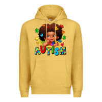Antique Gold autism afro girl Premium Hoodie - LillyAllenDesigns