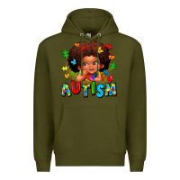 Army Green autism afro girl Premium Hoodie - LillyAllenDesigns
