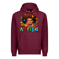 Burgundy autism afro girl Premium Hoodie - LillyAllenDesigns