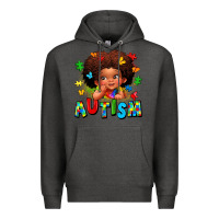Charcoal Heather autism afro girl Premium Hoodie - LillyAllenDesigns