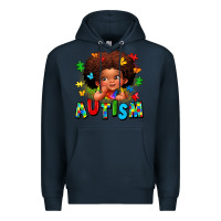 Navy autism afro girl Premium Hoodie - LillyAllenDesigns