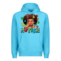 Ocean Blue autism afro girl Premium Hoodie - LillyAllenDesigns