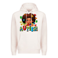 Pale Pink autism afro girl Premium Hoodie - LillyAllenDesigns