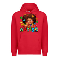 Red autism afro girl Premium Hoodie - LillyAllenDesigns
