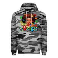 Slate Camo autism afro girl Premium Hoodie - LillyAllenDesigns