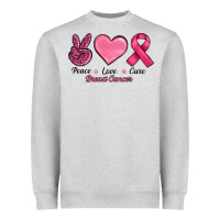 Breast Cancer Peace Love Cure Heavyweight Sweatshirt | Teevron