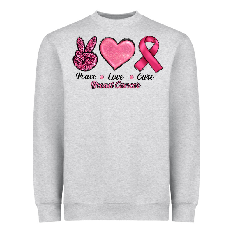 Breast Cancer Peace Love Cure Heavyweight Sweatshirt by RanaPortraitStore | Teevron
