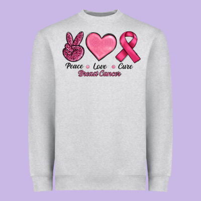 Breast Cancer Peace Love Cure Heavyweight Sweatshirt Designed By Ranaportraitstore