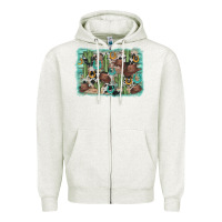 Oatmeal Heather cactus cowboy hat background Zipper Hoodie - AdoDesignShop