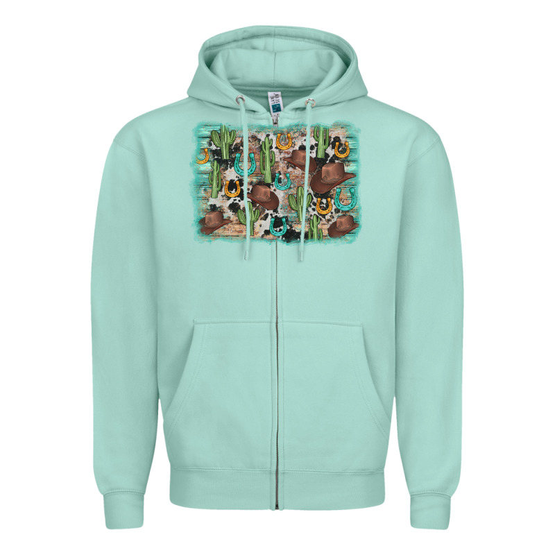 Cactus Cowboy Hat Background Zipper Hoodie by AdoDesignShop | Teevron