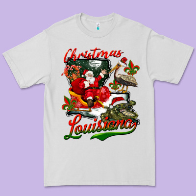 Louisiana Christmas With Santa Premium Tee Designed By Barkaloodesign