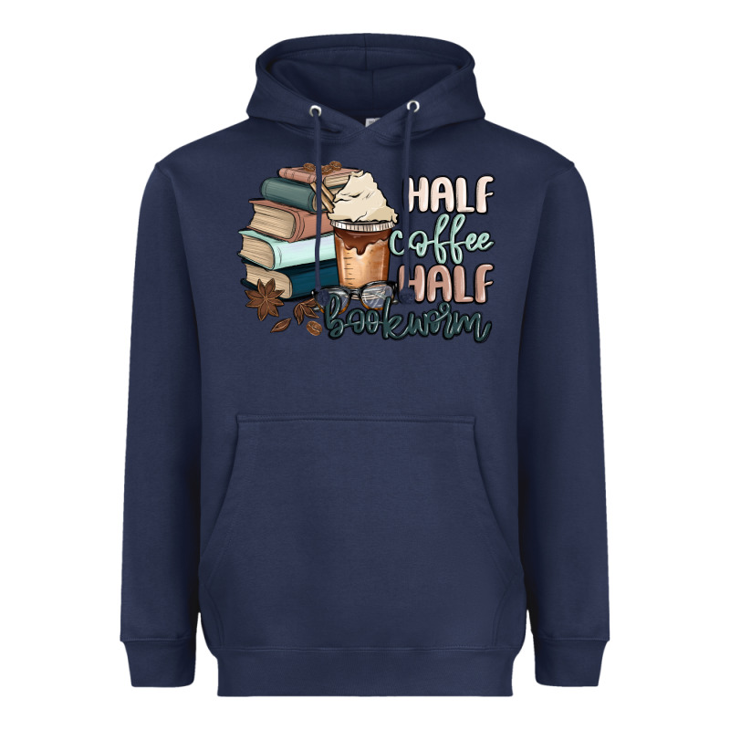 Half Coffee Half Bookworm Heavyweight Hoodie by MaliasSmallBusiness | Teevron
