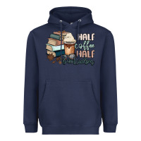Navy half coffee half bookworm Heavyweight Hoodie - MaliasSmallBusiness
