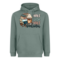 Sage half coffee half bookworm Heavyweight Hoodie - MaliasSmallBusiness