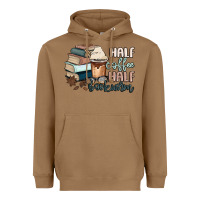 Toasted Coconut half coffee half bookworm Heavyweight Hoodie - MaliasSmallBusiness