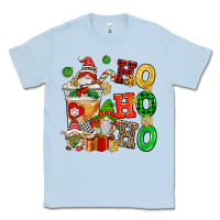 Dusty Blue ho ho ho christmas latte with gnomies Classic Tee - AdoDesignShop