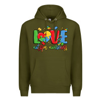 Army Green love autism awareness Premium Hoodie - LillyAllenDesigns