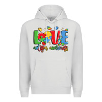 Dove Grey love autism awareness Premium Hoodie - LillyAllenDesigns