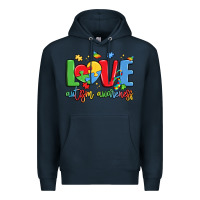 Navy love autism awareness Premium Hoodie - LillyAllenDesigns