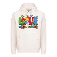 Pale Pink love autism awareness Premium Hoodie - LillyAllenDesigns