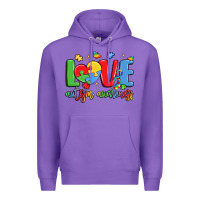 Purple love autism awareness Premium Hoodie - LillyAllenDesigns