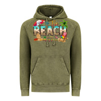 Vintage Olive the beach is my happy place Vintage Hoodie - texasbilliewilder