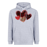 Heather Grey leopard hearts Heavyweight Hoodie - MaliasSmallBusiness
