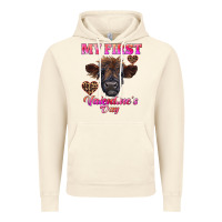 Vintage Artic my first valentine's day highland calf Vintage Hoodie - RanaPortraitStore