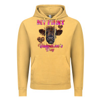 Vintage Mustard my first valentine's day highland calf Vintage Hoodie - RanaPortraitStore