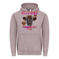 Vintage Zinc my first valentine's day highland calf Vintage Hoodie - RanaPortraitStore