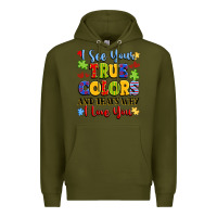 Army Green colorful love message Premium Hoodie - LillyAllenDesigns