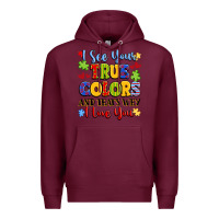 Burgundy colorful love message Premium Hoodie - LillyAllenDesigns