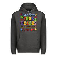 Charcoal Heather colorful love message Premium Hoodie - LillyAllenDesigns