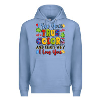 Colony Blue colorful love message Premium Hoodie - LillyAllenDesigns