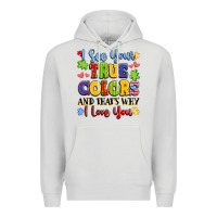 Dove Grey colorful love message Premium Hoodie - LillyAllenDesigns