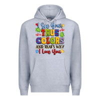 Heather Grey colorful love message Premium Hoodie - LillyAllenDesigns