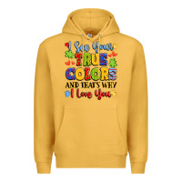Mustard colorful love message Premium Hoodie - LillyAllenDesigns