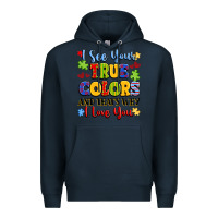 Navy colorful love message Premium Hoodie - LillyAllenDesigns