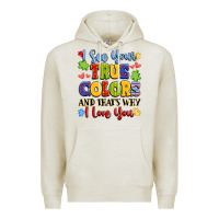 Oatmeal Heather colorful love message Premium Hoodie - LillyAllenDesigns