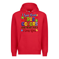 Red colorful love message Premium Hoodie - LillyAllenDesigns