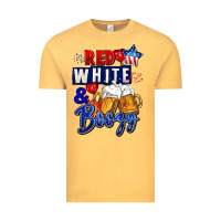 Vintage Mustard Red white and boozy 4th of july Vintage Tee - CowGirlArtShop