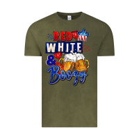 Vintage Olive Red white and boozy 4th of july Vintage Tee - CowGirlArtShop