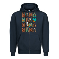 Navy mama mama mama mama Zipper Hoodie - Artiststas