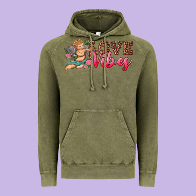 Love Vibes Cupid Vintage Hoodie Designed By Ranaportraitstore