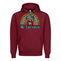 Burgundy he has risen rainbow Zipper Hoodie - AdoDesignShop