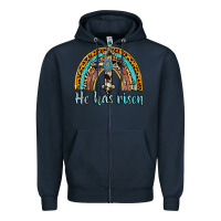 Navy he has risen rainbow Zipper Hoodie - AdoDesignShop