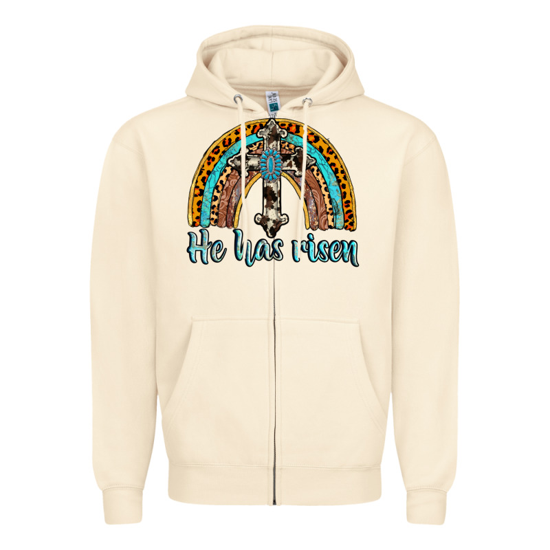 He Has Risen Rainbow Zipper Hoodie by AdoDesignShop | Teevron
