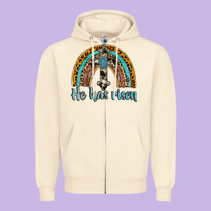 He Has Risen Rainbow Zipper Hoodie Designed By Adodesignshop